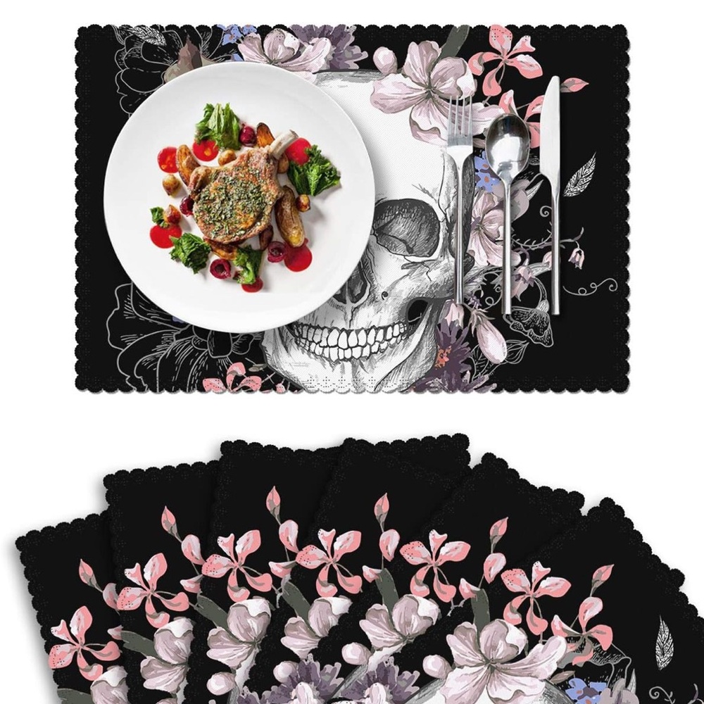 Floral Skull Placemats - Set of 6